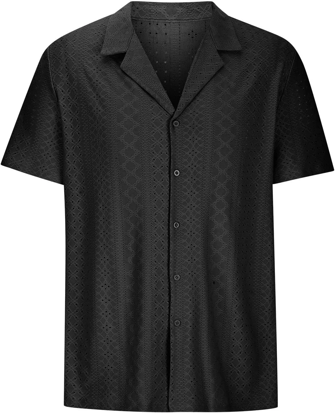 Muscularfit Mens Big and Tall Button Down Shirts Summer Short Sleeve Eyelet Shirts Casual Beach Tops Muscle Basic T Shirts