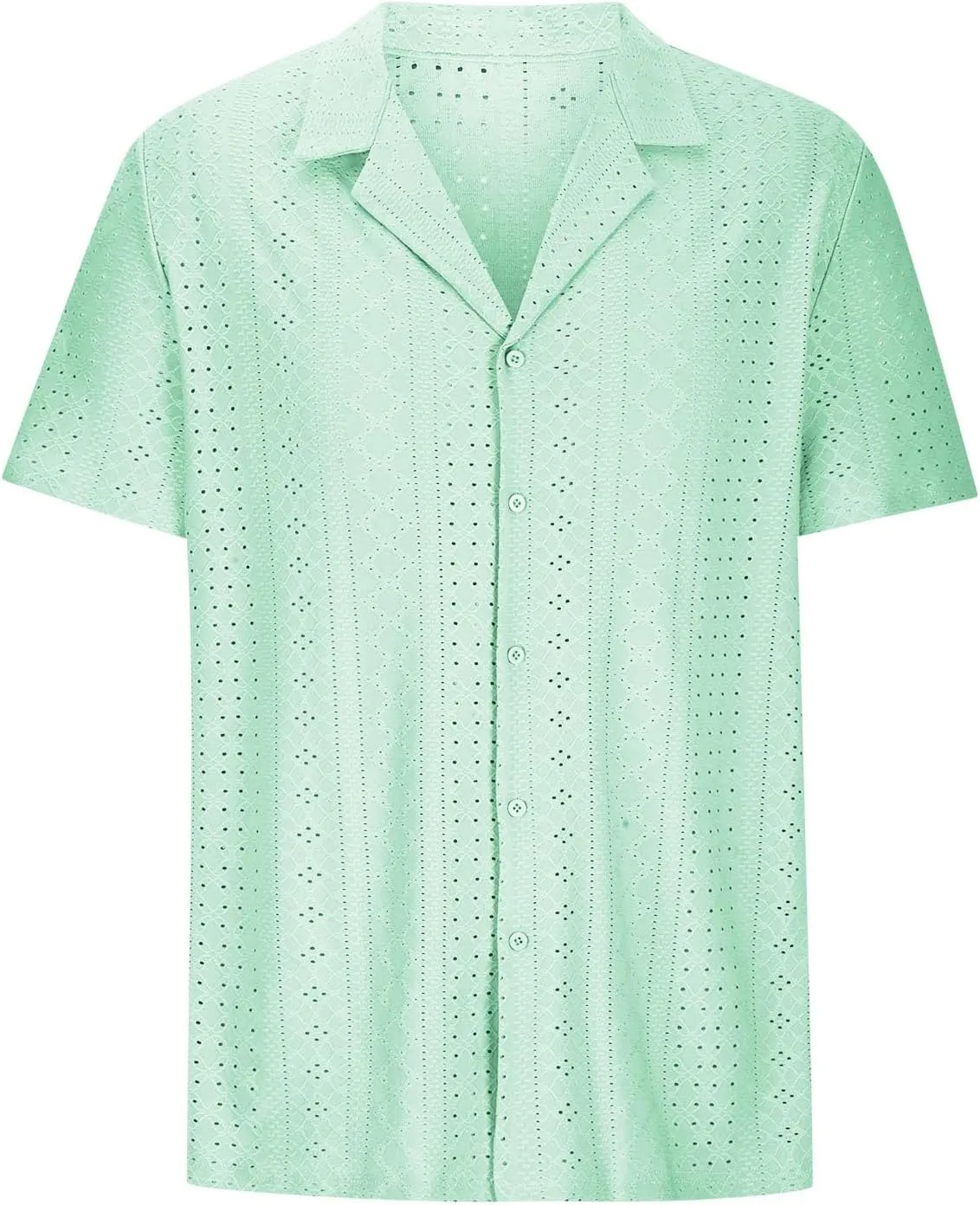 Muscularfit Mens Big and Tall Button Down Shirts Summer Short Sleeve Eyelet Shirts Casual Beach Tops Muscle Basic T Shirts