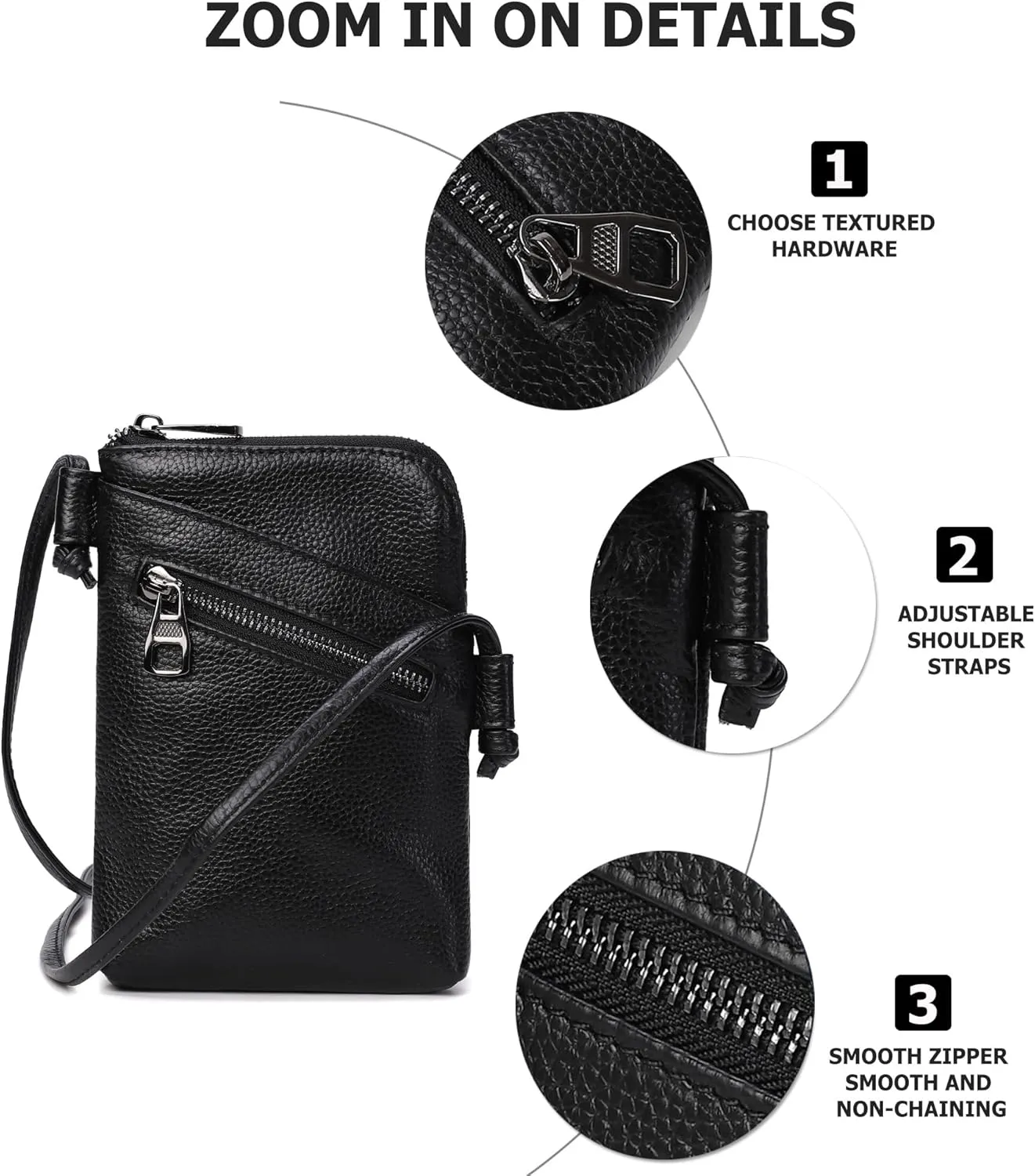 myfriday Genuine Leather Small Crossbody Purses for Women Universal Mini Cell Phone Purse - Small/Large Size Option