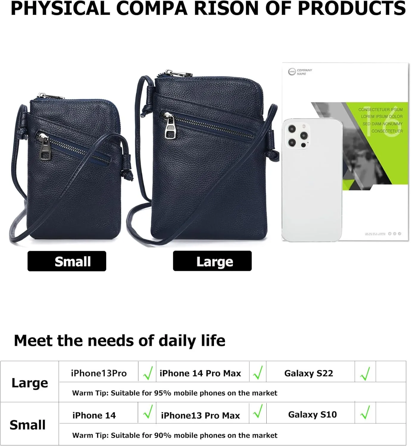 myfriday Genuine Leather Small Crossbody Purses for Women Universal Mini Cell Phone Purse - Small/Large Size Option