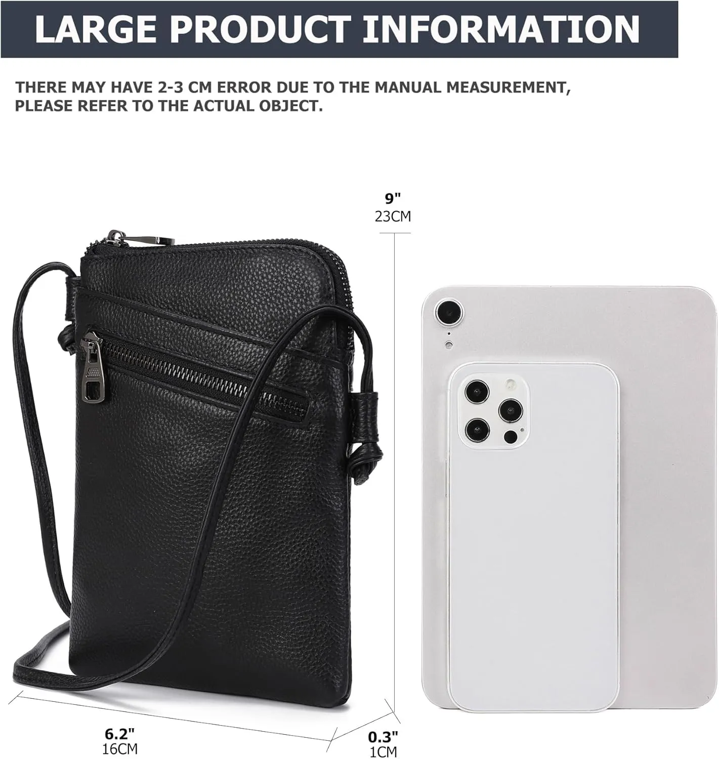 myfriday Genuine Leather Small Crossbody Purses for Women Universal Mini Cell Phone Purse - Small/Large Size Option