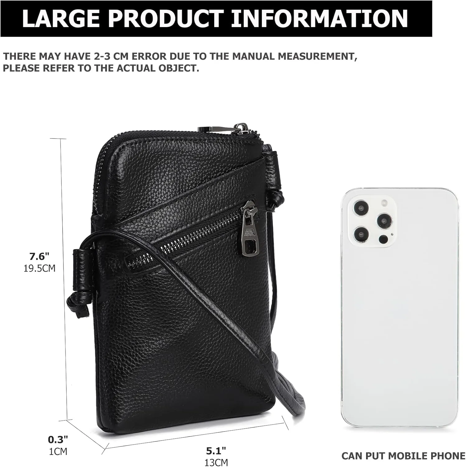 myfriday Genuine Leather Small Crossbody Purses for Women Universal Mini Cell Phone Purse - Small/Large Size Option