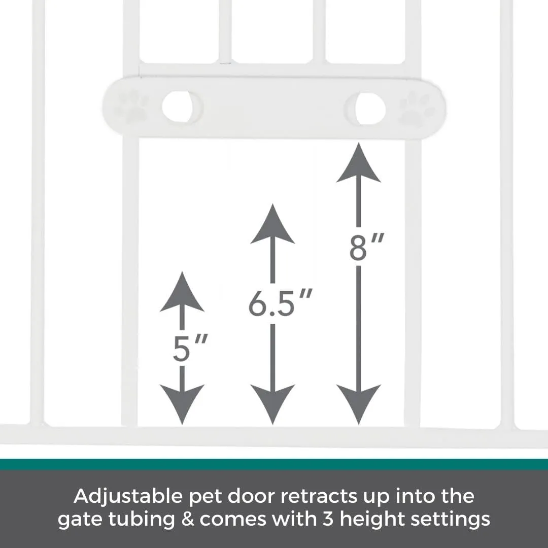 MYPET North States Extra Tall & Wide Walk Thru EasyPass Pet Gate with Patented Adjustable pet Door: 29.75” - 52” Wide Dog Gate. Pressure Mount, No Tools Needed. Dog Gates for House, 41" Tall, White