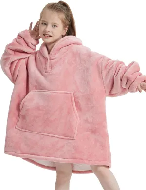 NAFLEAP Wearable Blanket Kids Hoodie Oversized Fleece Sherpa Christmas Sweatshirt Gift for Girls