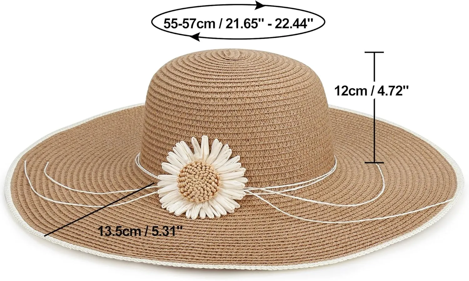 Naivlizer Women Wide Brim Sun Hat UPF50 Straw Summer Hat Floppy Beach Hat Roll-Up