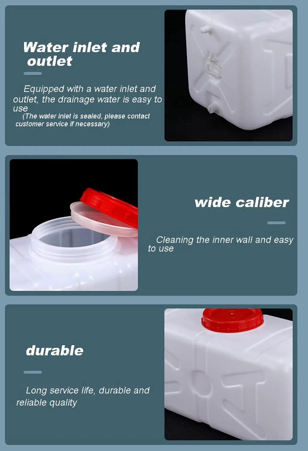 NAKAN Large 25L/30L/47L/75L/110L/150L/200L Plastic Water Container with Faucet, Portable Water Tank for Camping, Hiking, Outdoor(Color:25L)