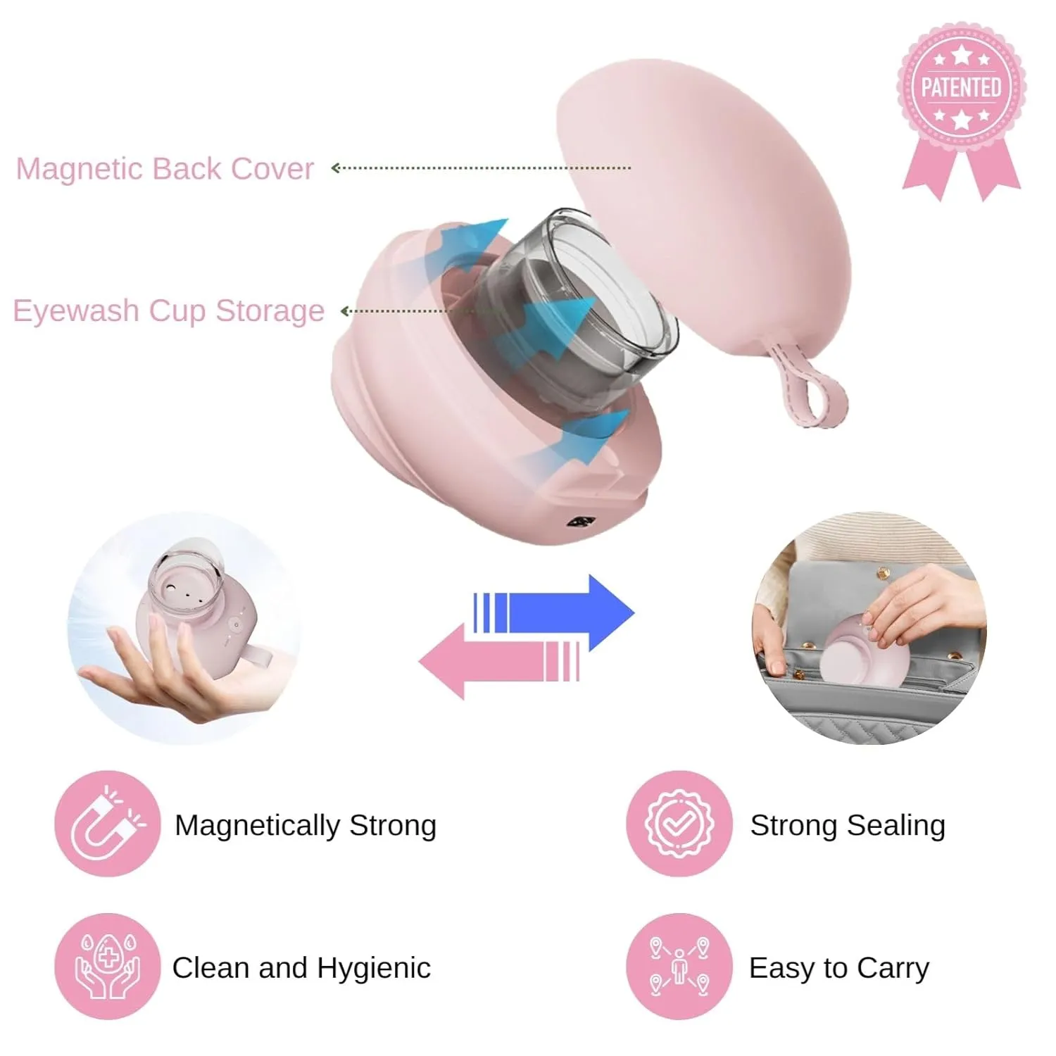 Nano Eye Mist Sprayer & Eye Wash Kit, Portable Eye Mister for Eyelid to Relief Dry Eyes, Rechargeable Eye Steamer for Eye Drops Tool for Dryness, Stye, Skin SPA at Home, Office, Travel (Pink)