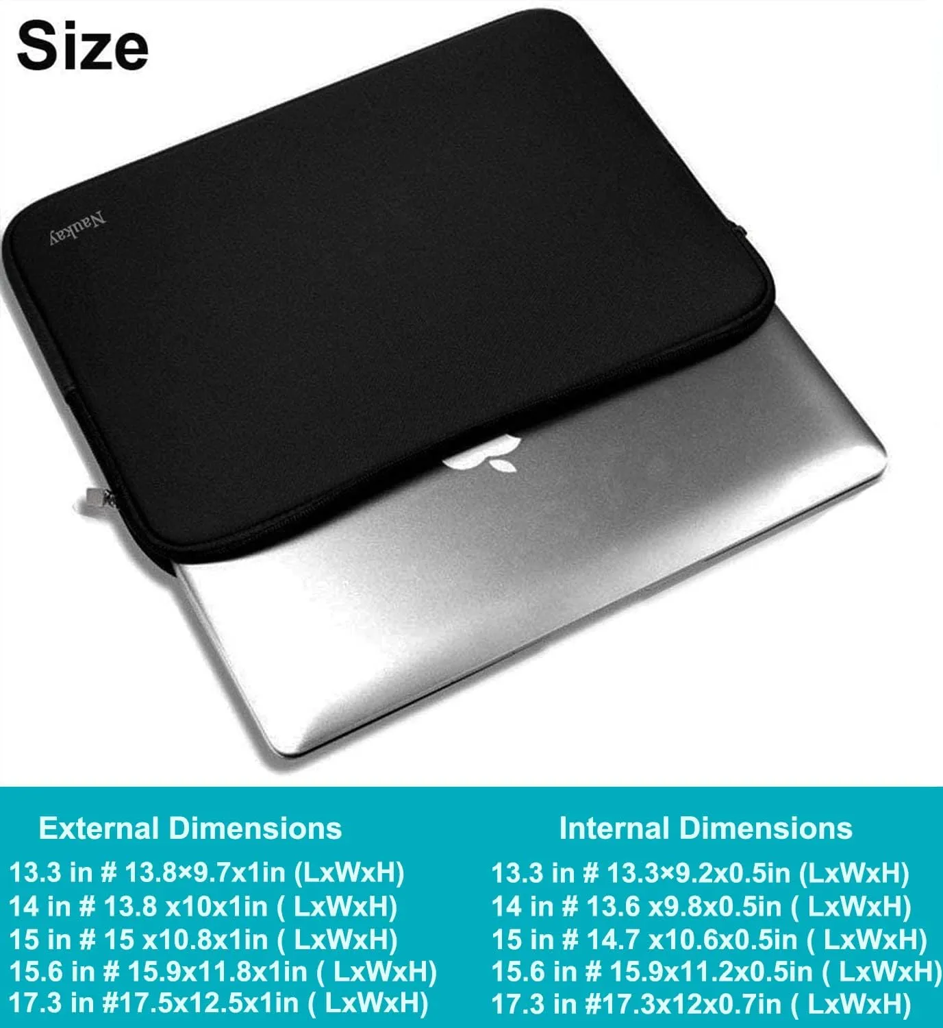 Naukay 15 Inch Neoprene Laptop Sleeve/Case, Shockproof, Water Resistant, Minimalist, Compatible with 15.4 inch Laptops, Personal Protection and Carrying, Envelope Form Factor