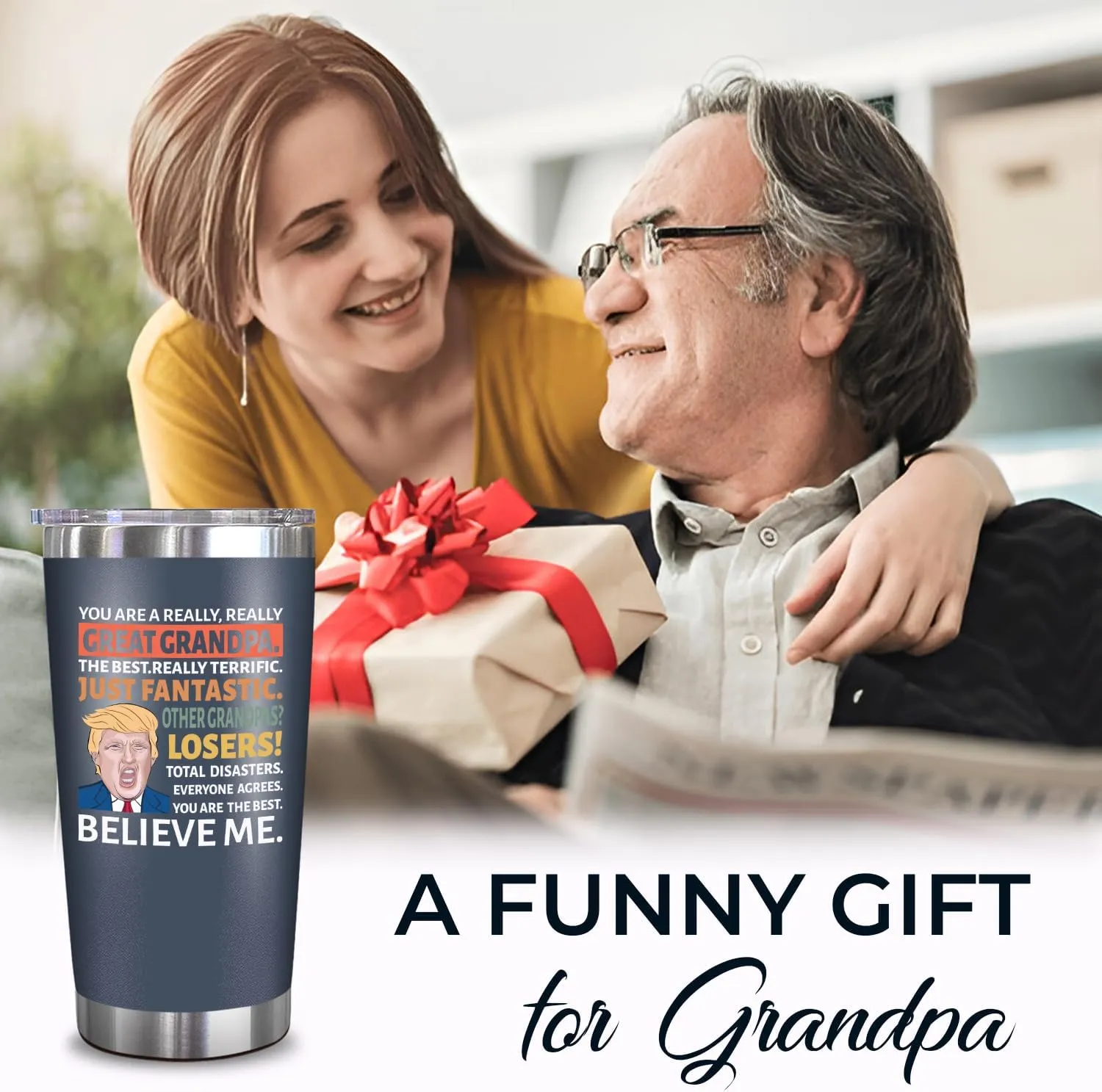 NewEleven Fathers Day Gift For Grandpa - Grandpa Gifts, Birthday Gifts For Grandfather, Papa - Grandfather Gift Ideas From Granddaughter, Grandson, Kids - 20 Oz Tumbler