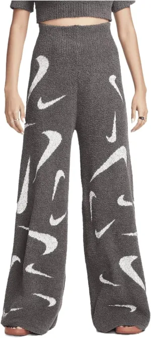 Nike Sportswear Phoenix Cozy Bouclé Women's High-Waisted Wide-Leg Knit Pants (FD4288-254, Medium Ash/Light Orewood Brown)