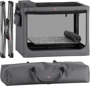 Noah & Paw Collapsible Dog Crate 42 Inch, XXL Dog Crate for XXL, XL, Large Breeds, Travel Kennel for Car, Includes Pet Mat for Pet Cage, 2 Storage Pockets, Handbag, 10mm Locking Zippers 42 * 31 * 31