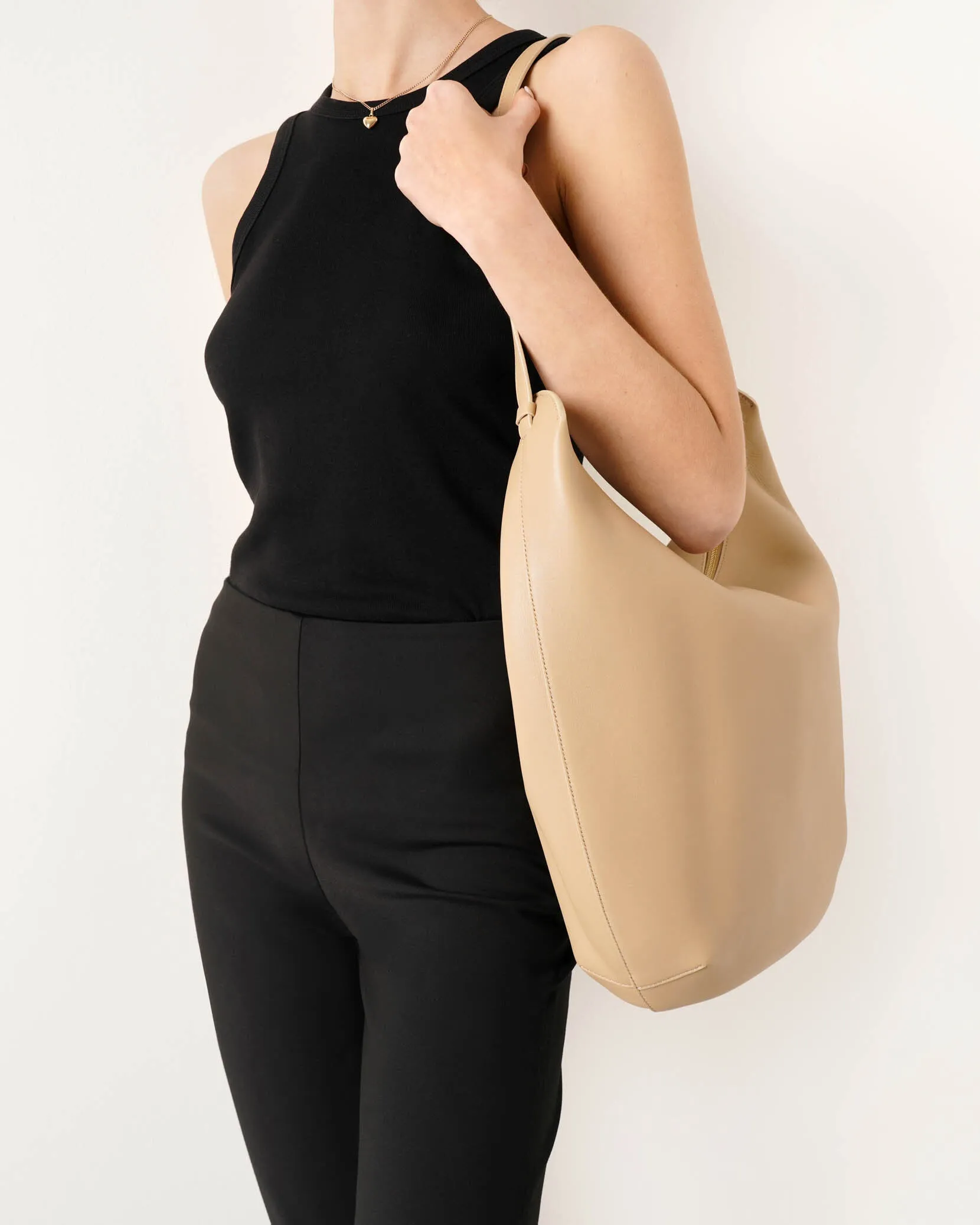N/S Allie light beige leather bag