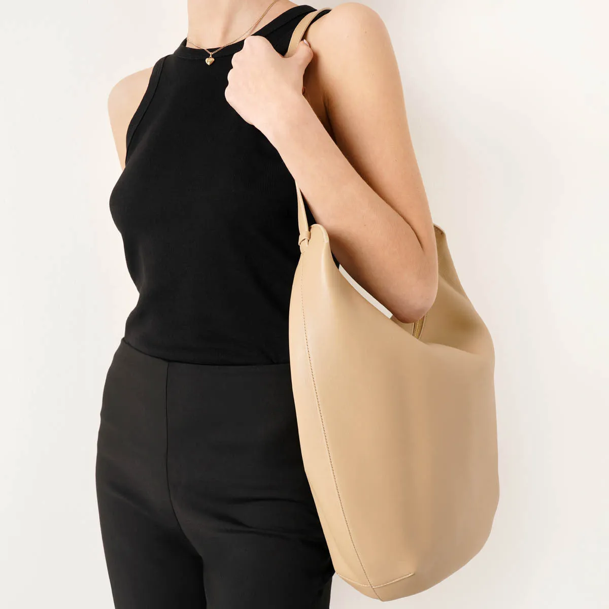 N/S Allie light beige leather bag