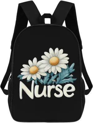 Nurse Daisy Flowers Travel Backpack 17 Inch Laptop Bag Carry On Backpack Casual Daypack for Weekender Business Hiking