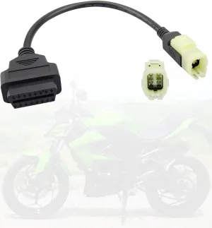 OBD2 Diagnostic Cable Fit for Kawasaki Motorcycle, 4 Pin to 16Pin OBD2 Adapter Fit for Z250 Z650 Z1000 ER6N EX650F Ninja400