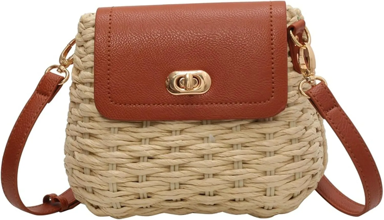 Obosoyo 2025 Trendy Woven Straw Crossbody Bag Women Small Square Shoulder Bag Summer Beach Daily Use Twist Bag