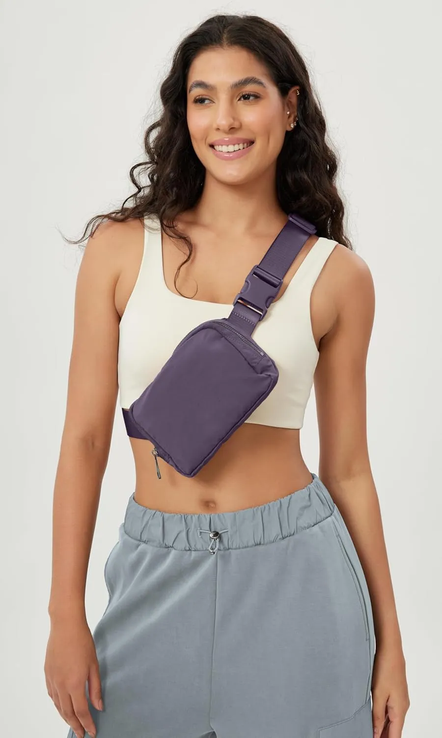 ODODOS Unisex Mini Belt Bag with Adjustable Strap Small Fanny Pack for Workout Running Traveling Hiking, Navy Cosmos
