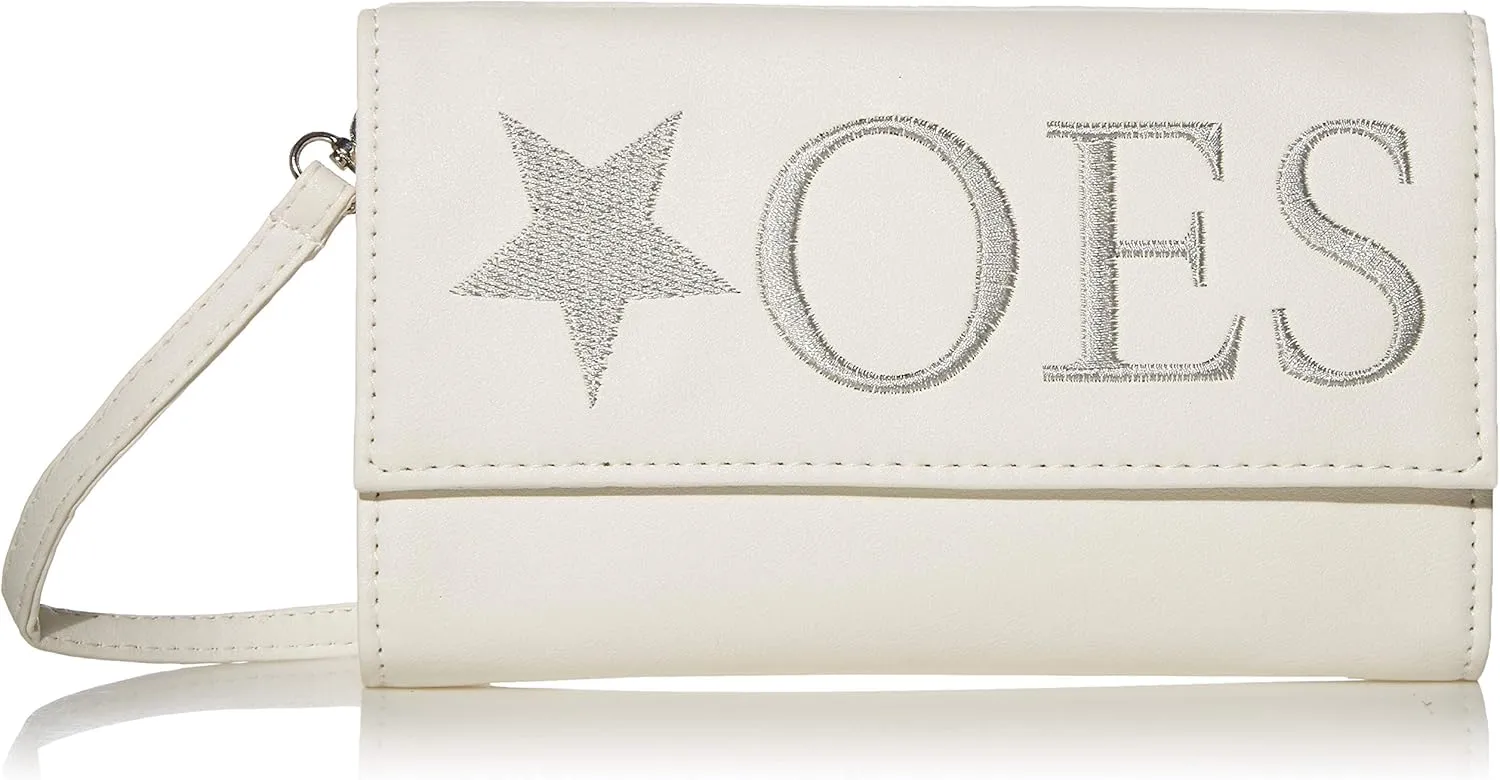 OES Eastern Star Cross Body Clutch Purse with Detachable Chain Shoulder Strap, White, Medium