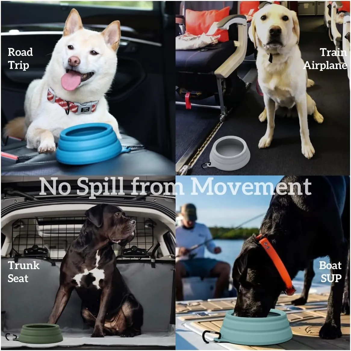 OHMO Spill Proof Collapsible Dog Water Bowl Large 34oz for Cars, No Splash Portable Bowls for Dog Travel, Pet Essentials for Road Trips, Cat Travel Accessories