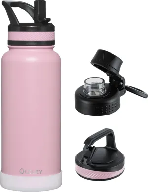 OLDLEY 32 oz Insulated Water Bottle With Straw, Stainless Steel Sports Water Cup Flask with 3 Lids(Straw, Spout and Handle Lid) Double Walled Travel Thermal Canteen Mug,Lavender Mist