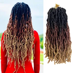 Ombre Faux Locs Crochet Hair 14 Inch New Soft Locs 8 Packs Pre-looped Crochet Braids Short Soft Goddess Locs Curly Wavy Croceht Hair for Women(1B/30/27, 8packs)