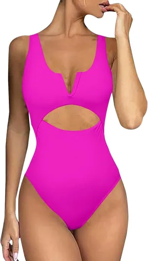One Piece Swimdress Women Swim V Neck Cutout Long Torso Curvy Bathing Suit Skirt Beach Tankini Wrap Bathing Swimwear
