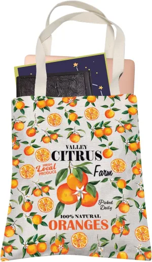 Orange Tote Bag Autumn Lover Gift Valley Citrus Farm Oranges Shopping Bag Fruit Lover Gift