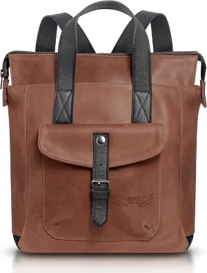 ORNA'S LEATHER ART | Mini SWAN Everyday leather backpack for Women. Practical, Stylish and Spacious Women’s Bag. Real Leather in A Chic Backpack And Contemporary Design (Brown)