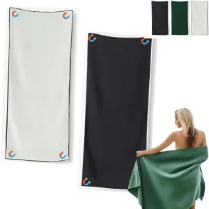 Outdoor Magnetic Bath Towel, Magnetic Microfiber Beach Towel, Oversized 30" X 75" Multifunction Microfiber Bath Towels with Buckle, Quick Drying, Compact & Lightweight for Camping, Swimming(2pcsc)