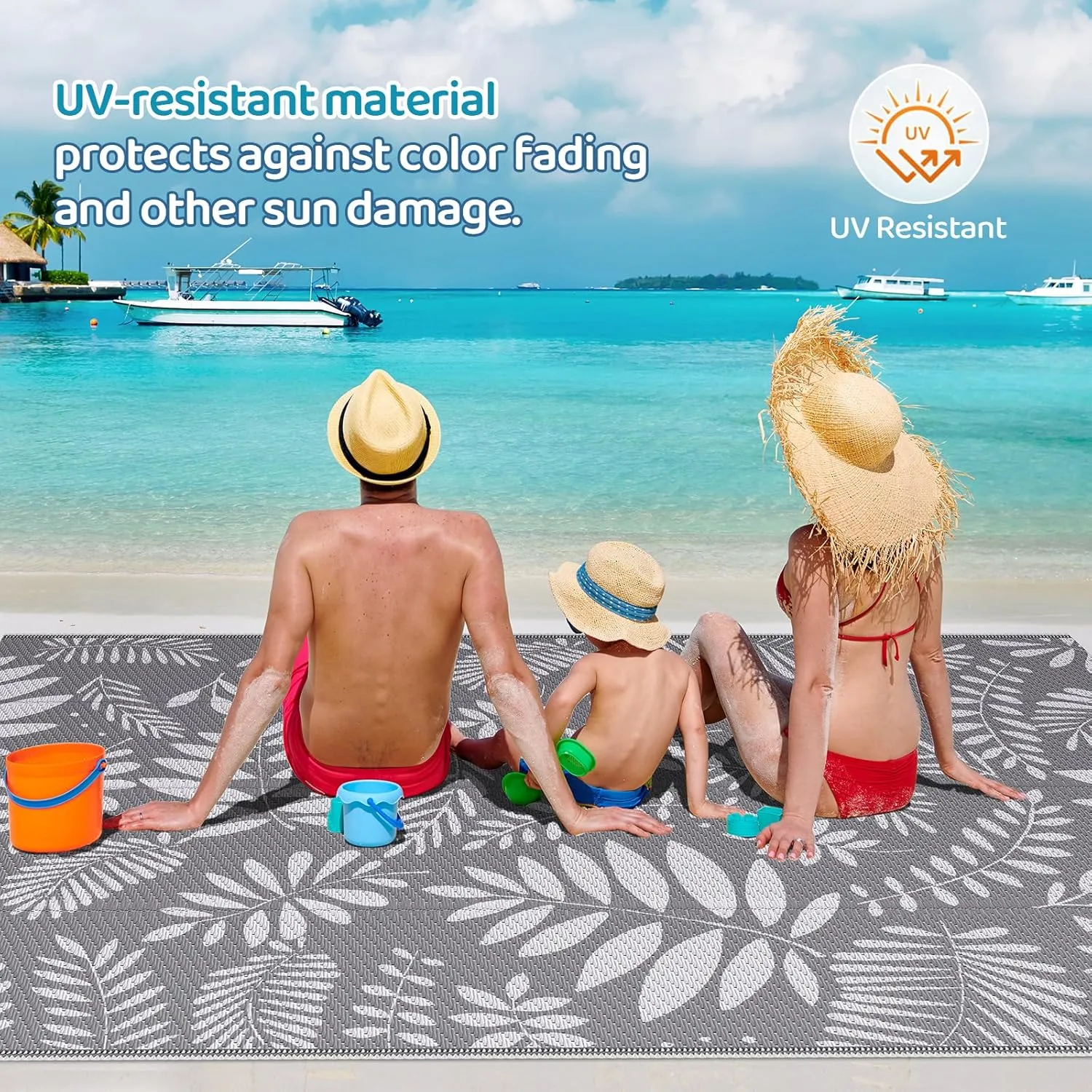 Outdoor Rug, Patio Rug, Plastic Straw Camping Rugs, Large Waterproof Area Rug and Mat for Outdoors, RV, Patio, Backyard, Deck, Porch, Beach, Balcony, (5'x 8', White&Gray)
