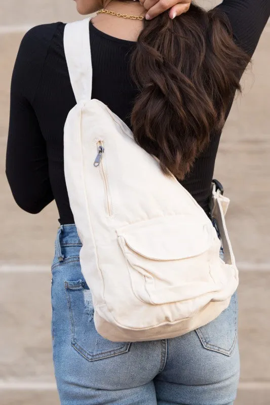 Oversized Canvas Hobo Sling Bag