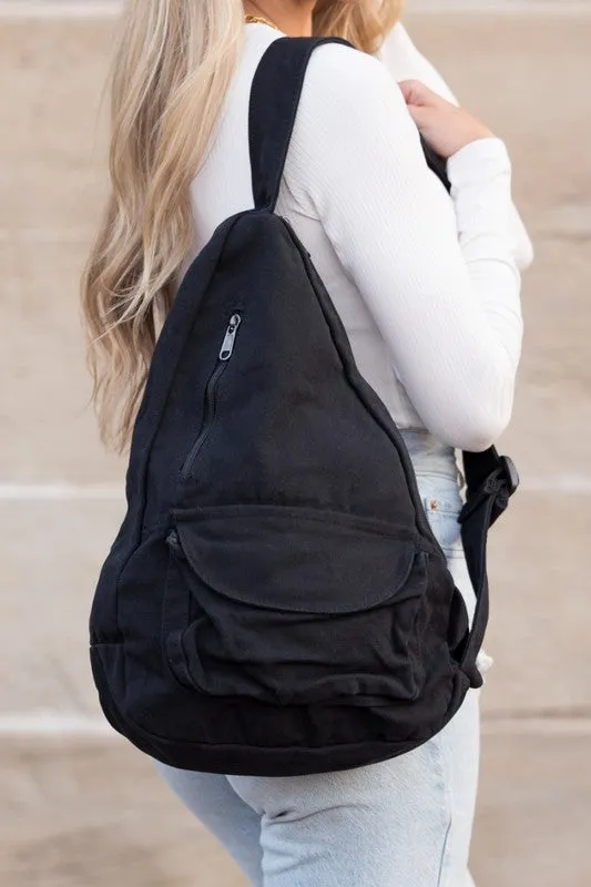 Oversized Canvas Hobo Sling Bag