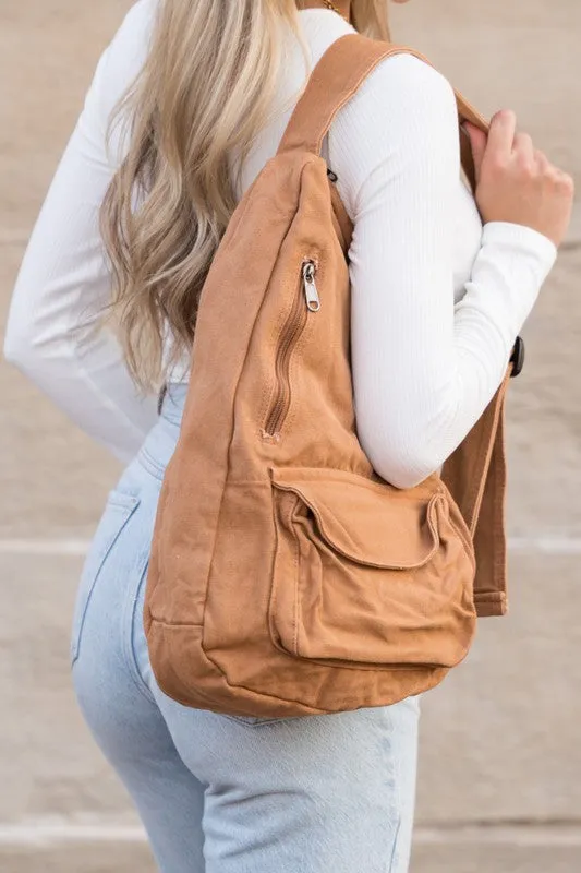 Oversized Canvas Hobo Sling Bag