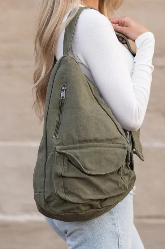 Oversized Canvas Hobo Sling Bag