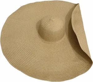 Oversized Sun Straw Hat for Women, UPF 50  Floppy Wide Brim Summer Hat, Foldable Packable Roll up Beach Cap