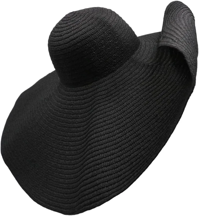 Oversized Sun Straw Hat for Women, UPF 50  Floppy Wide Brim Summer Hat, Foldable Packable Roll up Beach Cap