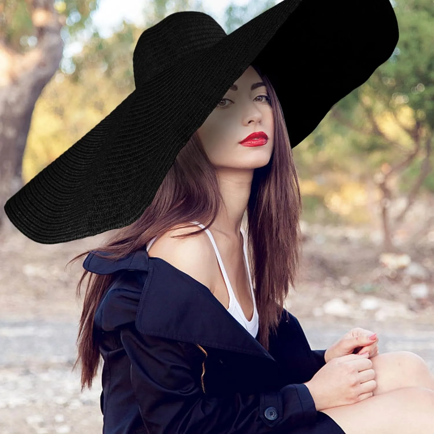 Oversized Sun Straw Hat for Women, UPF 50  Floppy Wide Brim Summer Hat, Foldable Packable Roll up Beach Cap