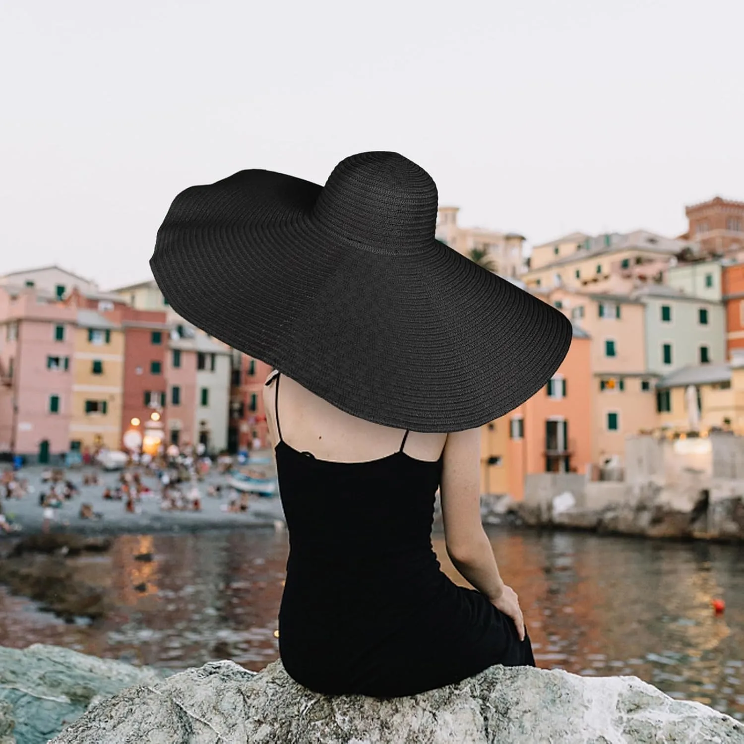 Oversized Sun Straw Hat for Women, UPF 50  Floppy Wide Brim Summer Hat, Foldable Packable Roll up Beach Cap