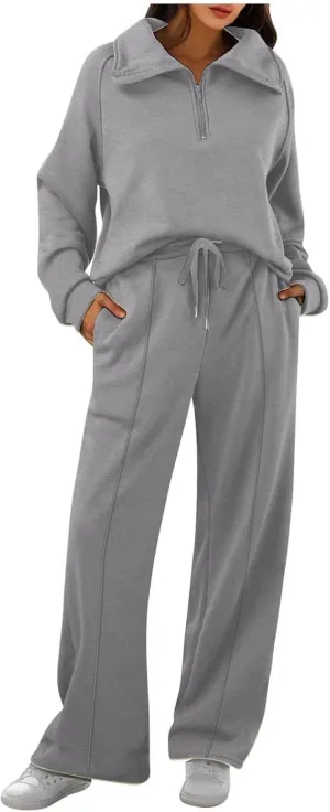 Oversized Sweatshirt Sweatpants Tracksuit Fold Over Yoga Pants Matching Workout Sets Casual Outfit Fashion Sweatpants