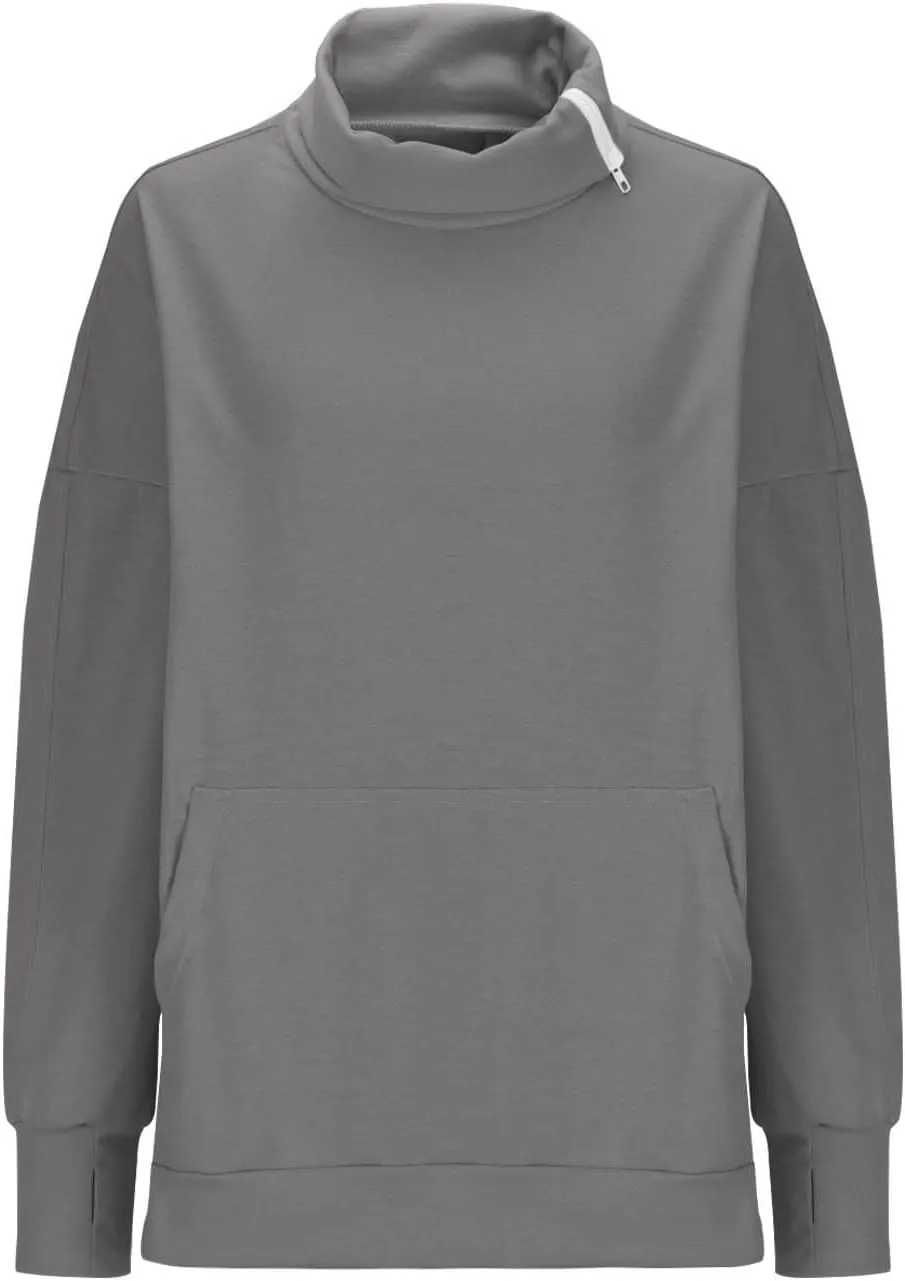 Oversized Sweatshirts for Women Trendy Zip High Neck Long Sleeve Solid Pullover Casual Cozy Warm Y2k Tops with Pocket