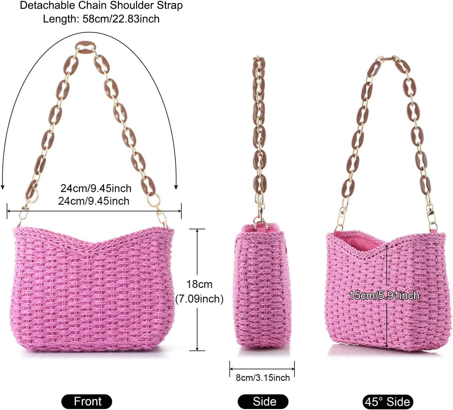 Ovida Straw Shoulder Bag for Women Summer Straw Woven Beach Bag Small Straw Clutch Handbag Phone Wallet Purse