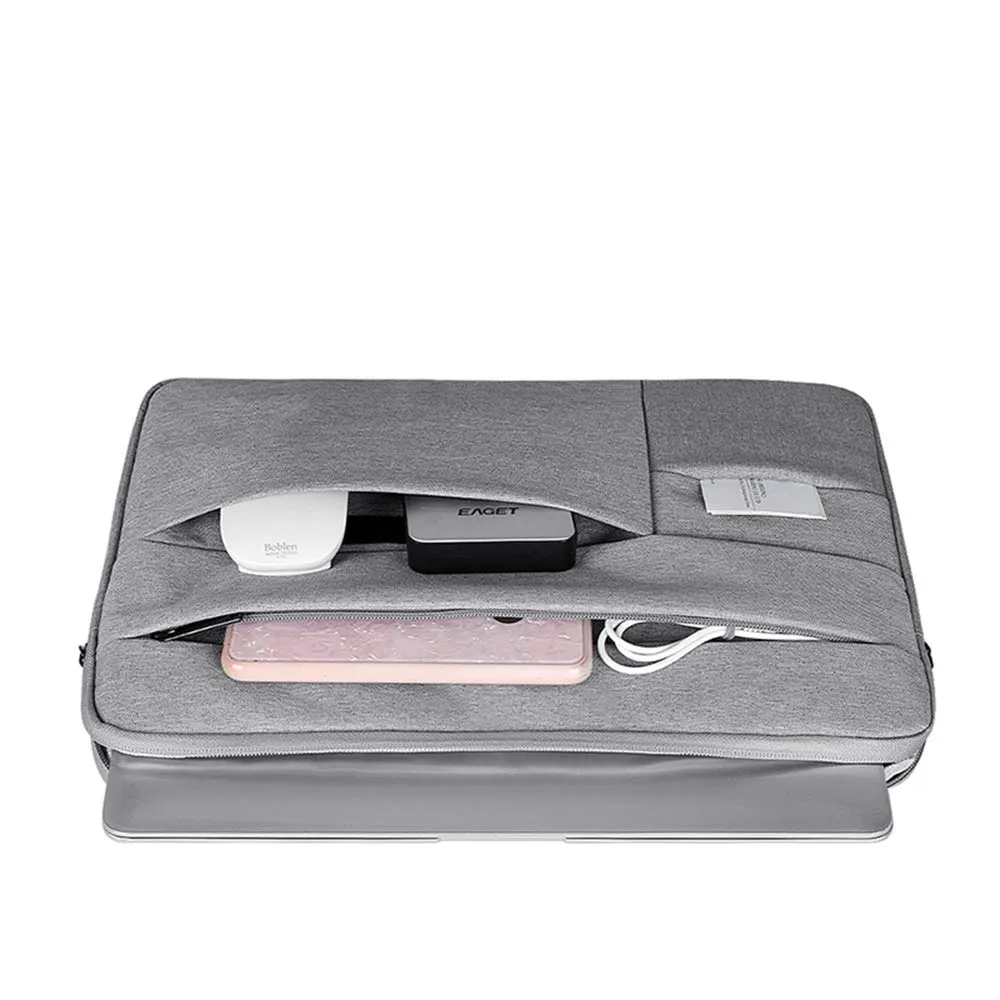 Oxford Cloth Water Repellent Laptop Sleeve Case Bag Cover with Pocket Compatible 13-13.3 Inch MacBook Pro/Air, Multi-Object Bag, Large Capacity, Gray (Laptop Bag)
