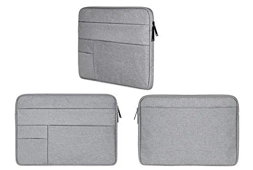Oxford Cloth Water Repellent Laptop Sleeve Case Bag Cover with Pocket Compatible 13-13.3 Inch MacBook Pro/Air, Multi-Object Bag, Large Capacity, Gray (Laptop Bag)