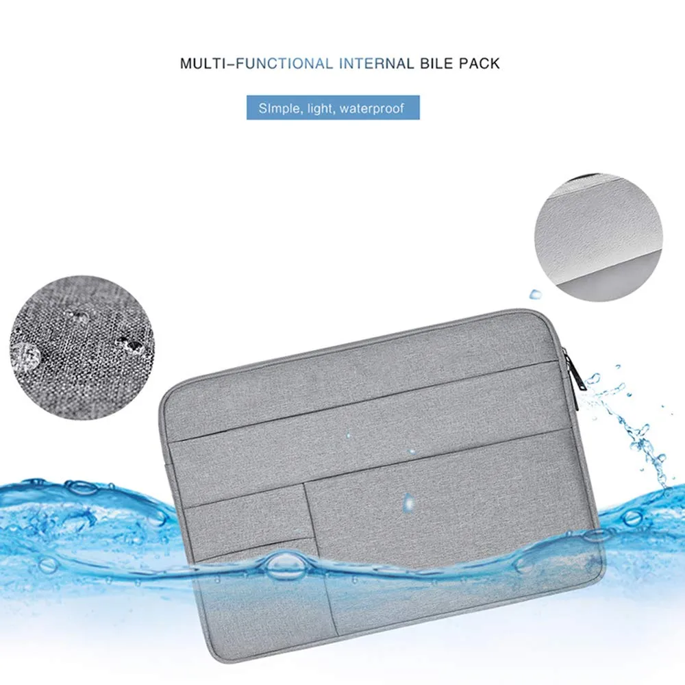 Oxford Cloth Water Repellent Laptop Sleeve Case Bag Cover with Pocket Compatible 13-13.3 Inch MacBook Pro/Air, Multi-Object Bag, Large Capacity, Gray (Laptop Bag)