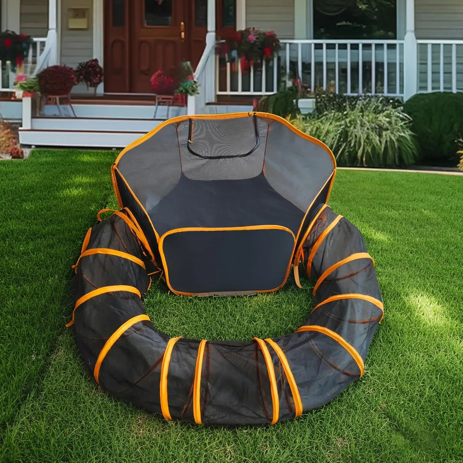OYX 2 In1 Outdoor Cat Enclosure, Portable Outdoor & Indoor Cat Tent, Foldable Cat Tent for Outside Enclosed Playpen with Tunnel, Portable Playpen Play Tents for Cats Rabbits Ferrets and Small Animals