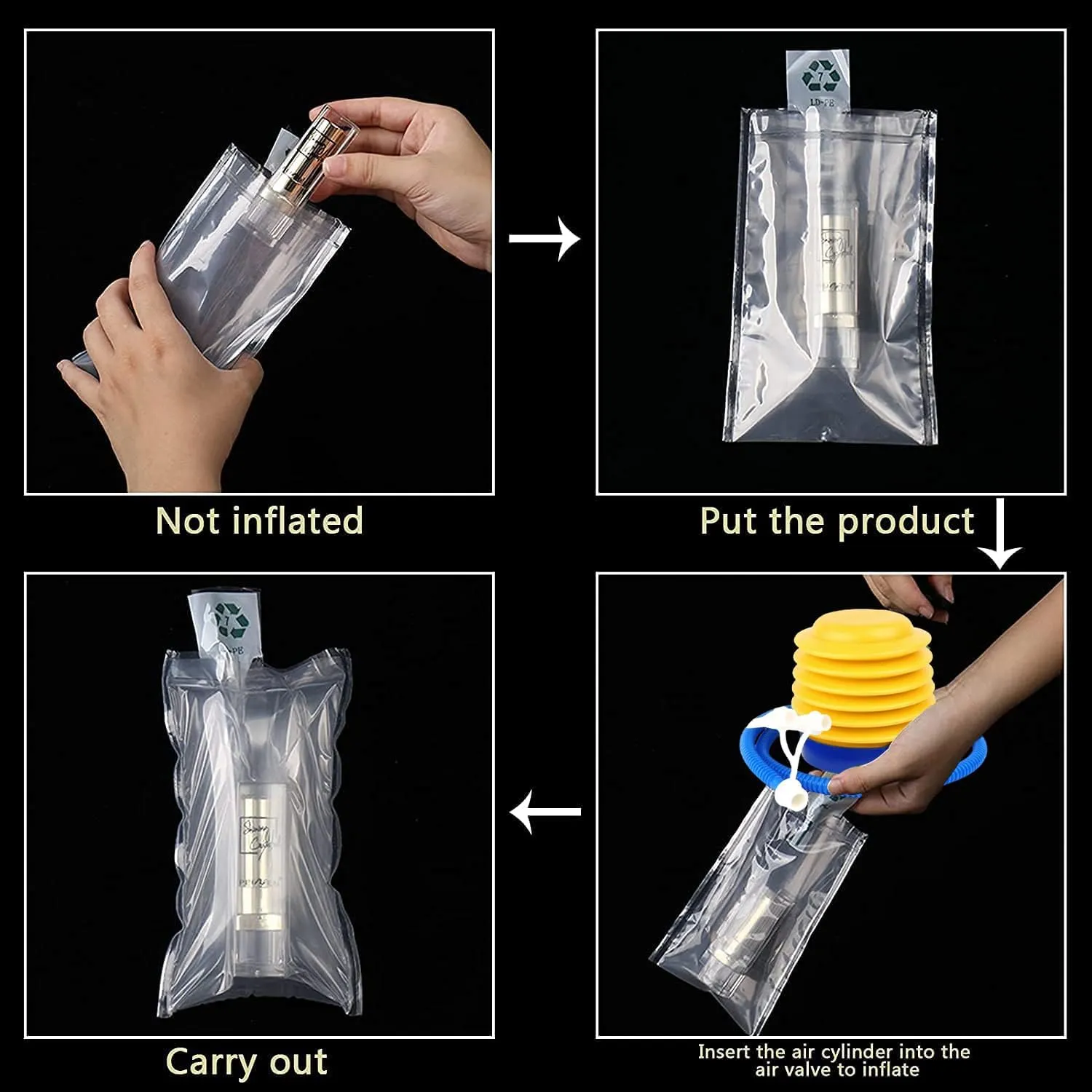 Packaging Air Bags,Clear Plastic Inflatable Air Packaging Protector Bag with Foot Pump,Air Cushion Blocking Packaging Bag,4x6 Inches,200 Pieces,4x6 Inches