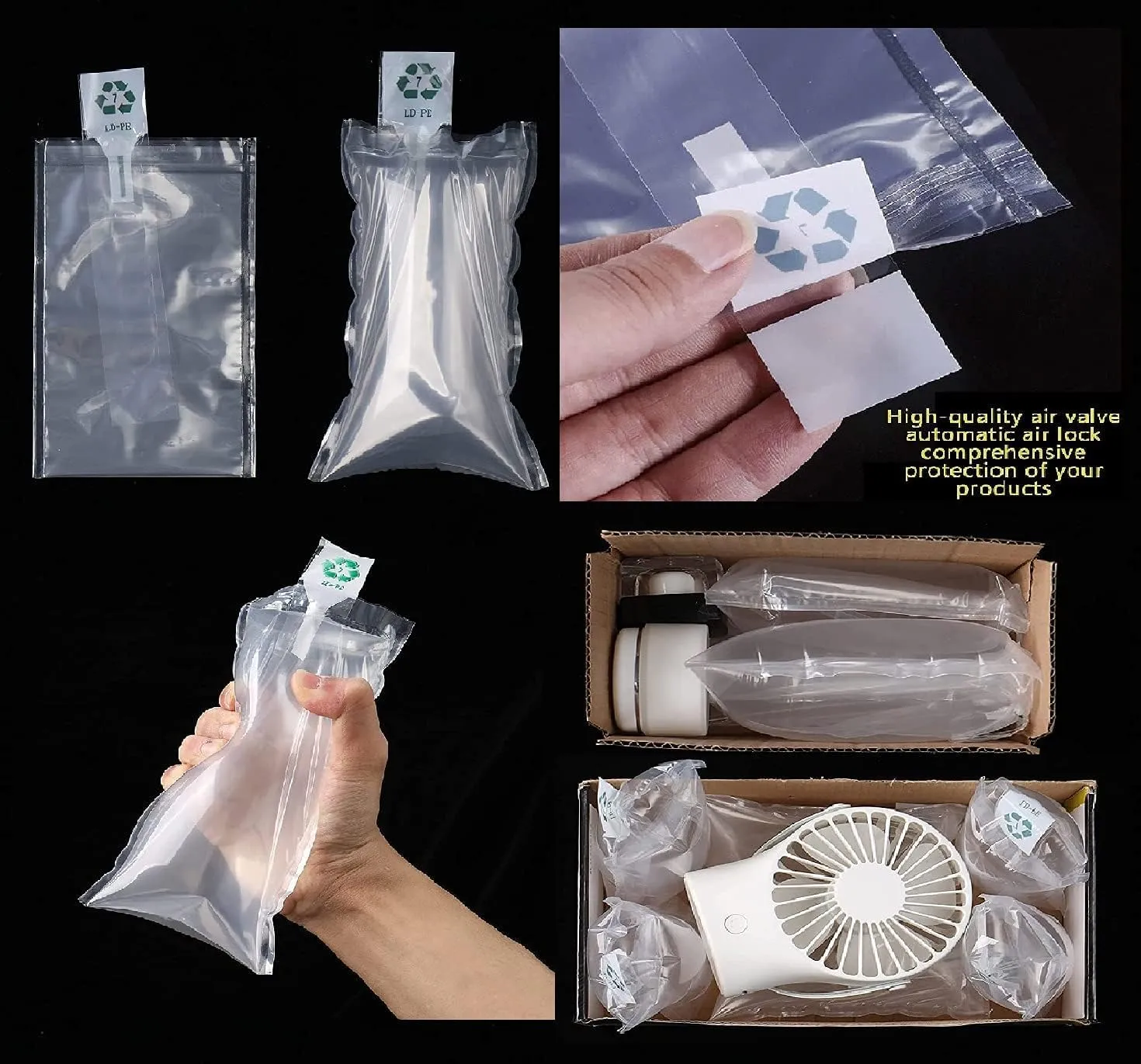 Packaging Air Bags,Clear Plastic Inflatable Air Packaging Protector Bag with Foot Pump,Air Cushion Blocking Packaging Bag,4x6 Inches,200 Pieces,4x6 Inches