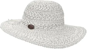 Panama Jack Women's Crocheted Toyo Sun Hat with Sizing Tie, 4" Big Brim