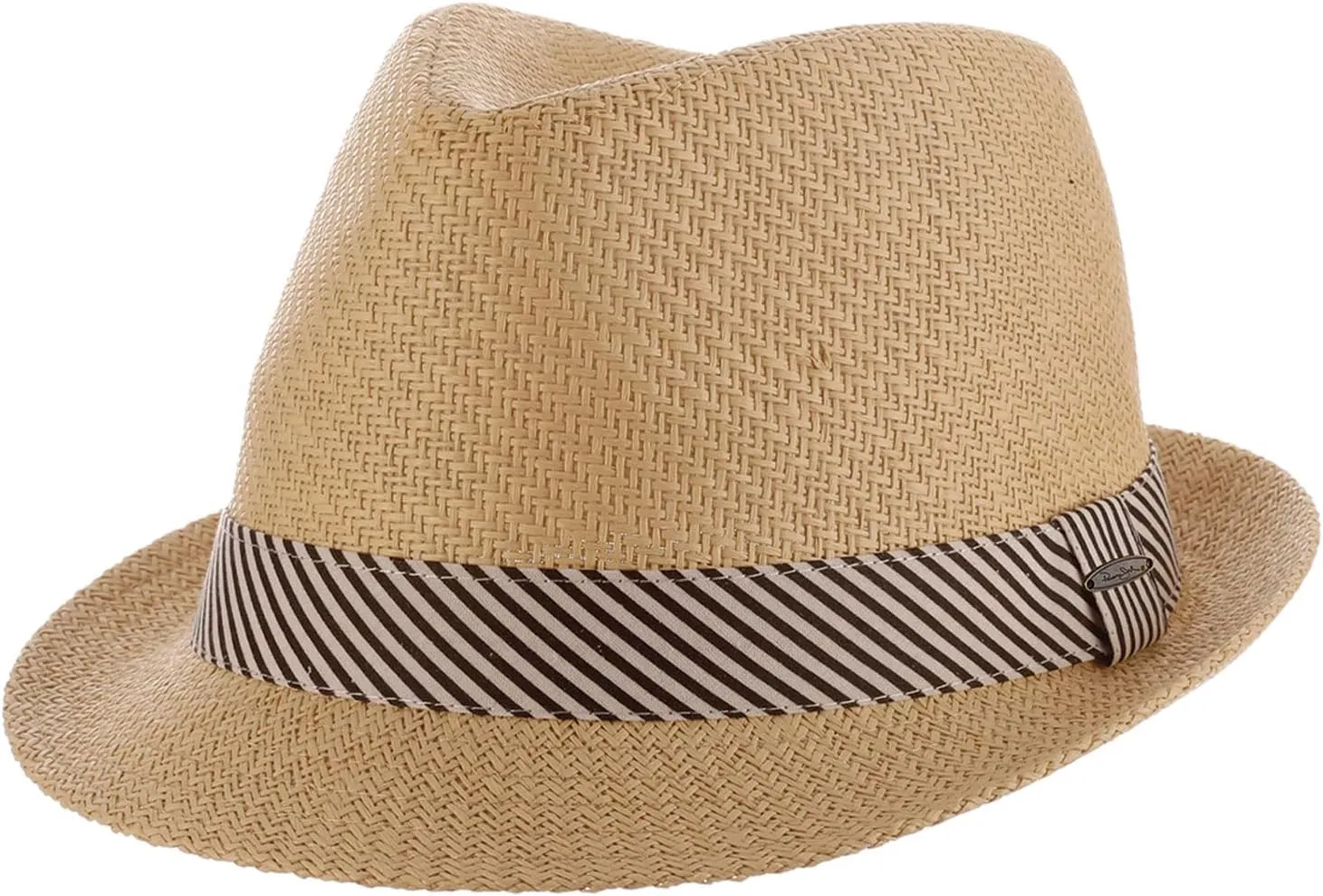 Panama Jack Women's Fedora Hat - Soft Matte Toyo Straw, Striped Cotton Hat Band, Inner Sweatband, 1 3/4" Brim