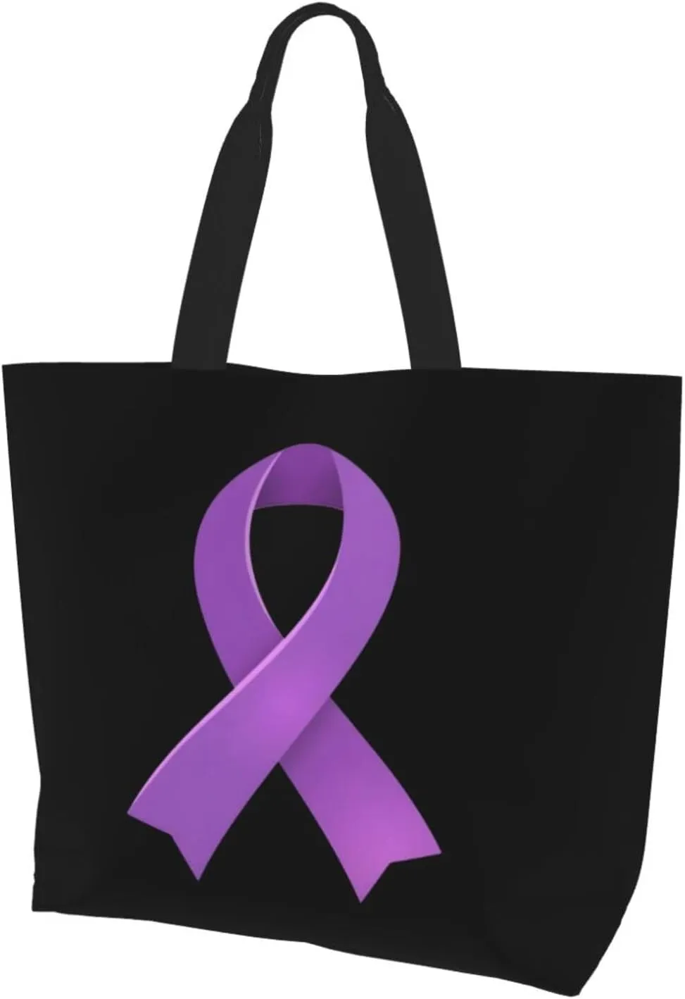 Pancreatic Cancer Awareness Purple Ribbon Women'S Large Capacity Shoulder Shopping Bag, Reusable Handbag, Gift Bag